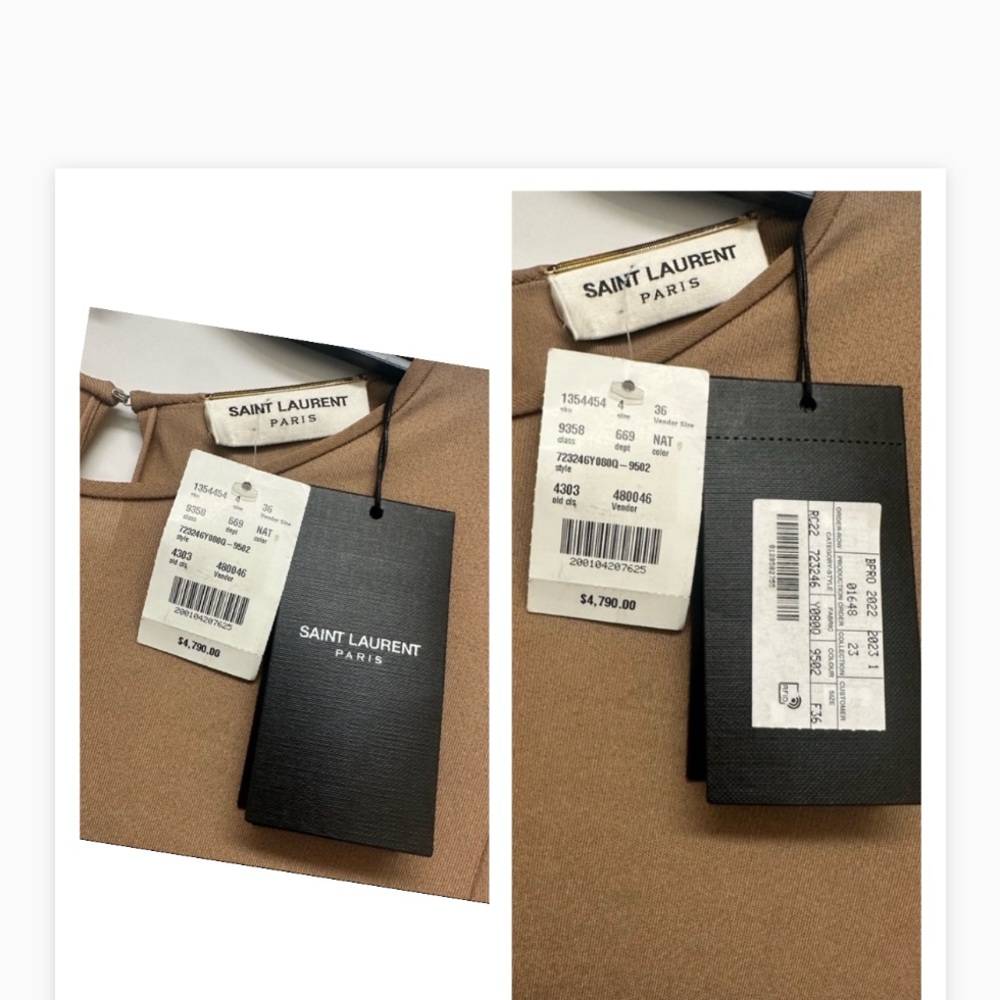 💯Authentic SAINT LAURENT Natural Beige Side Knot Gown, Seen on TV on EMMA ROBERT - Picture 12 of 17